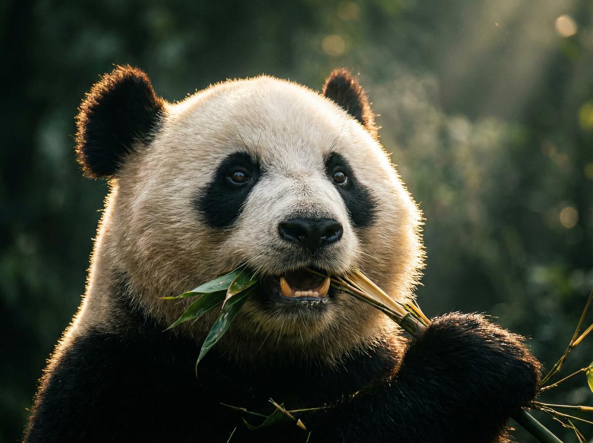 网红熊猫吃竹视频